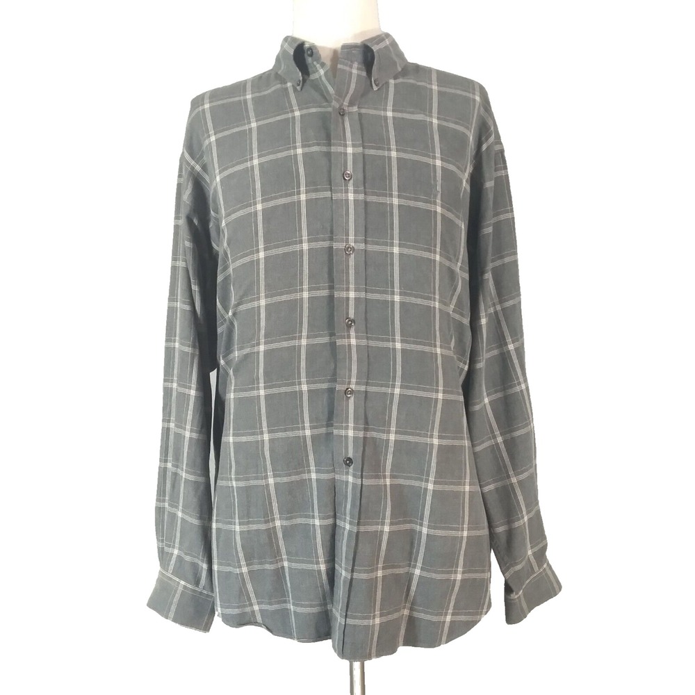 Ralph Lauren shirt men's XL extra large Blaire Oxford Grey plaid cotton flannel